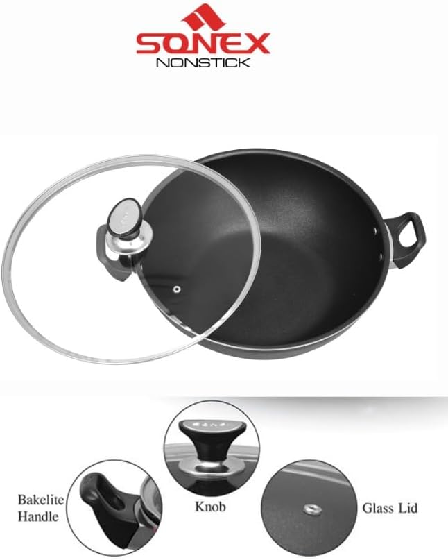 SONEX Non - Stick Cooking Wok Pan with Glass Lid 36cm - Al Kabayel Discount CentreSONEX Non - Stick Cooking Wok Pan with Glass Lid 36cmFrying Pans & SkilletsSONEXAl Kabayel Discount Centre
