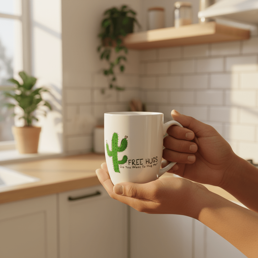 Spanis Home White Free Hugs Cactus Ceramic Mug - 300ml - Al Kabayel Discount CentreSpanis Home White Free Hugs Cactus Ceramic Mug - 300mlMugsSPANIS HOMEAl Kabayel Discount Centre