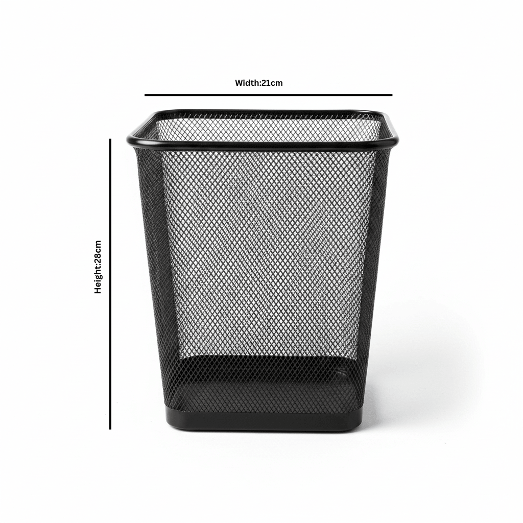 Square Metal Mesh Dustbin - 28×21 cm - Black / Metallic grey - Al Kabayel Discount CentreSquare Metal Mesh Dustbin - 28×21 cm - Black / Metallic greyOrganizers & AccessoriesAKDCAl Kabayel Discount Centre