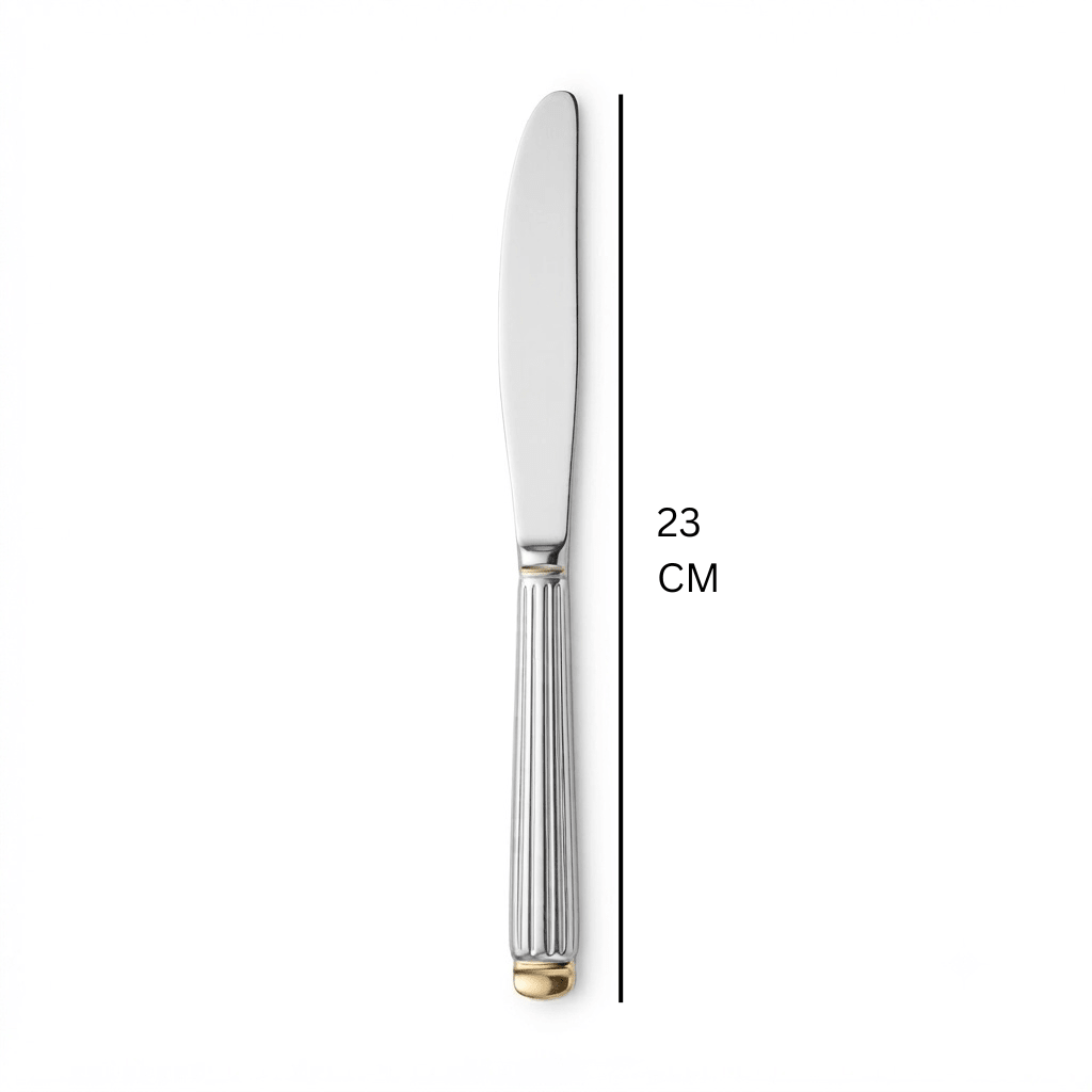 Stainless Steel Dinner Knife Set of 6 – 23cm Silver & Gold Accent - Al Kabayel Discount CentreStainless Steel Dinner Knife Set of 6 – 23cm Silver & Gold AccentKnife & Knife SetsAKDCAl Kabayel Discount Centre