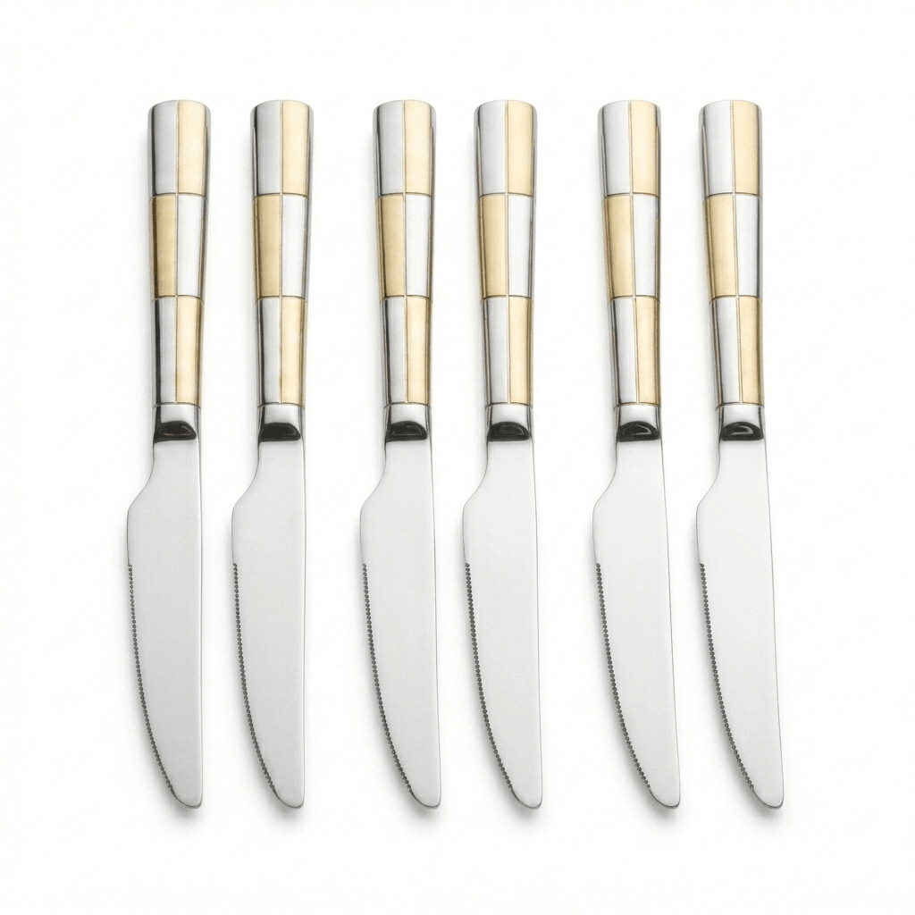 Stainless Steel Knife Set of 6 – 23cm Silver & Gold Accent - Al Kabayel Discount CentreStainless Steel Knife Set of 6 – 23cm Silver & Gold AccentKnife & Knife SetsAKDCAl Kabayel Discount Centre