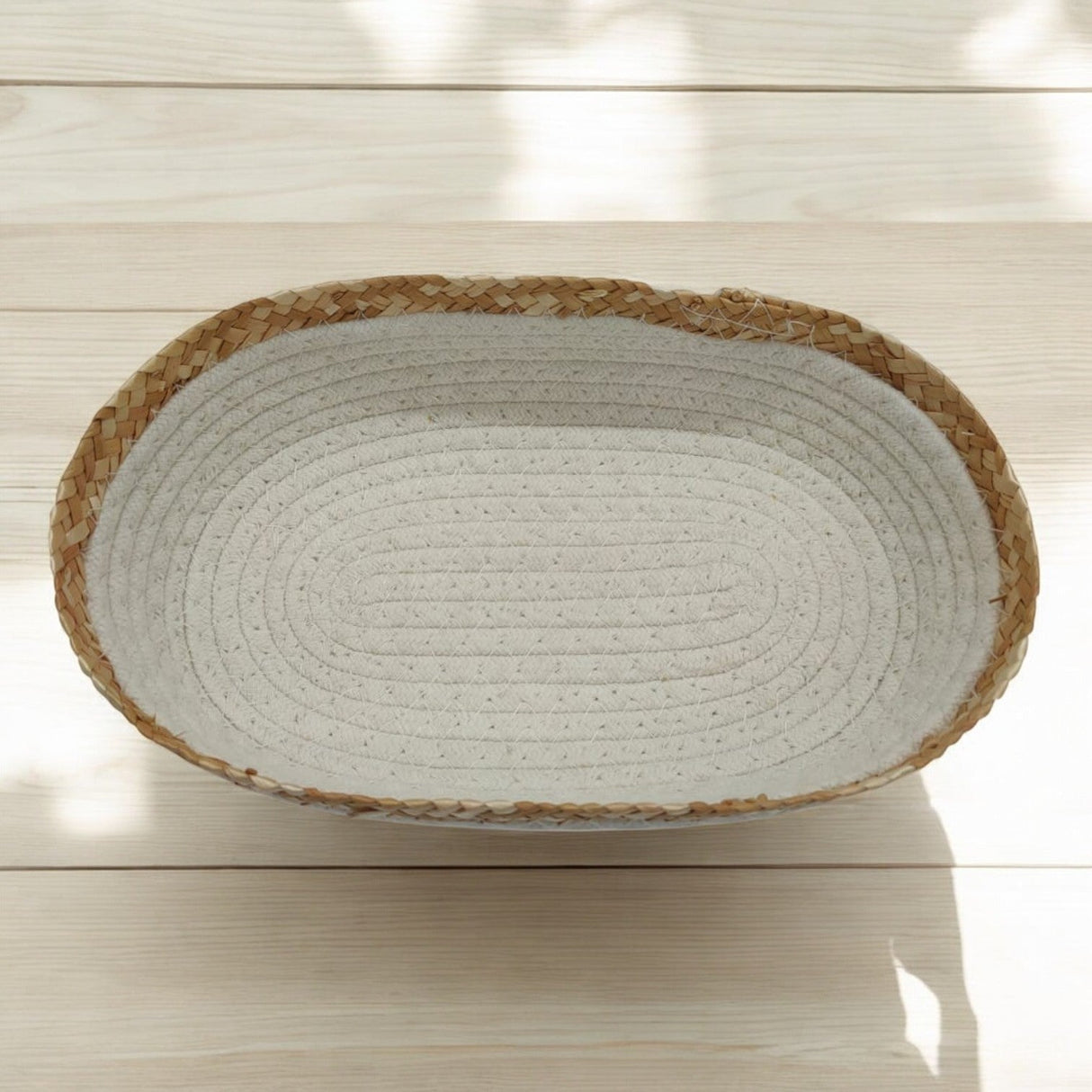 Storage Basket Organizing Large Basket Decorative Rectangle Basket Oval 30cmX20cmX8cm (White) Large - Al Kabayel Discount CentreStorage Basket Organizing Large Basket Decorative Rectangle Basket Oval 30cmX20cmX8cm (White) LargeRattanAKDCAl Kabayel Discount Centre