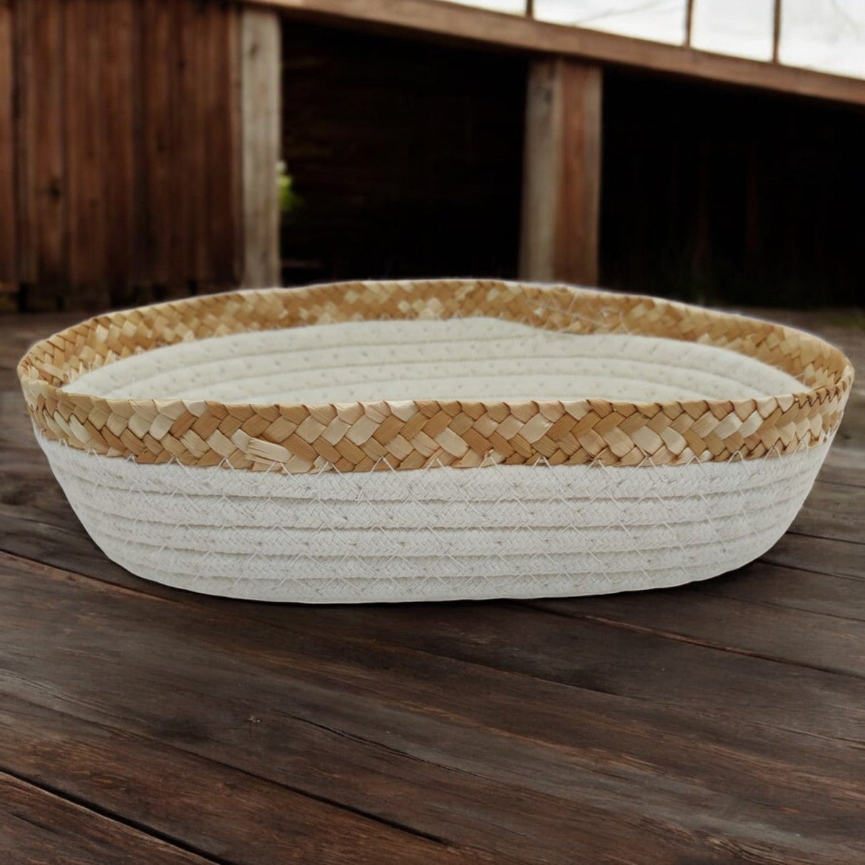 Storage Basket Organizing Large Basket Decorative Rectangle Basket Oval 30cmX20cmX8cm (White) Large - Al Kabayel Discount CentreStorage Basket Organizing Large Basket Decorative Rectangle Basket Oval 30cmX20cmX8cm (White) LargeRattanAKDCAl Kabayel Discount Centre