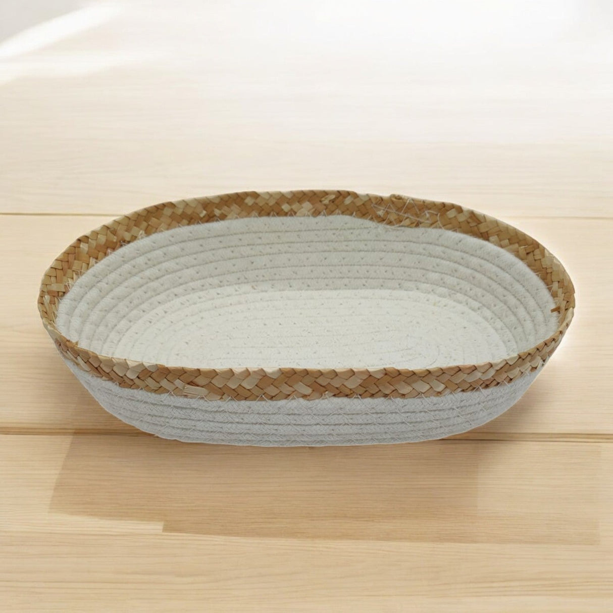 Storage Basket Organizing Large Basket Decorative Rectangle Basket Oval 30cmX20cmX8cm (White) Large - Al Kabayel Discount CentreStorage Basket Organizing Large Basket Decorative Rectangle Basket Oval 30cmX20cmX8cm (White) LargeRattanAKDCAl Kabayel Discount Centre