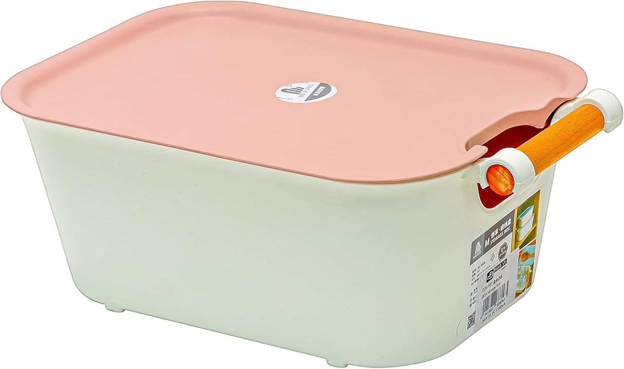 Storage Box with Lid & Bamboo Handle, Beautiful Shape & Design Storing Necessary Shower Basket Large Capacity for Bathroom, Kitchen, Garage, Gym, Tools, Food, Fruit, Vegetables, Snacks (Small - 28cm) - Al Kabayel Discount CentreStorage Box with Lid & Bamboo Handle, Beautiful Shape & Design Storing Necessary Shower Basket Large Capacity for Bathroom, Kitchen, Garage, Gym, Tools, Food, Fruit, Vegetables, Snacks (Small - 28cm)Al Kabayel Discount CenterAl Kabayel Discount Centre