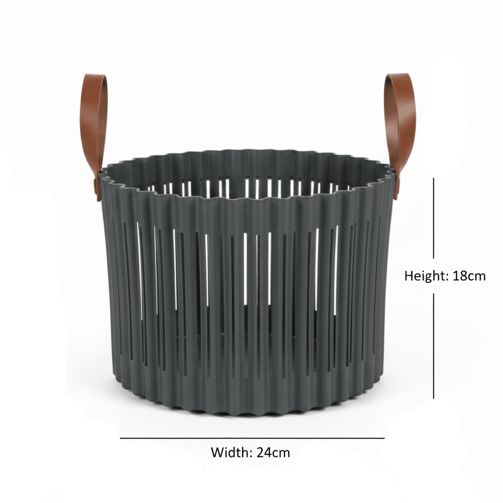 Sun Plast Ribbed Plastic Basket with Handles - 18×24cm - Grey / Brown - Al Kabayel Discount CentreSun Plast Ribbed Plastic Basket with Handles - 18×24cm - Grey / BrownOrganizers & AccessoriesSUN PLASTAl Kabayel Discount Centre