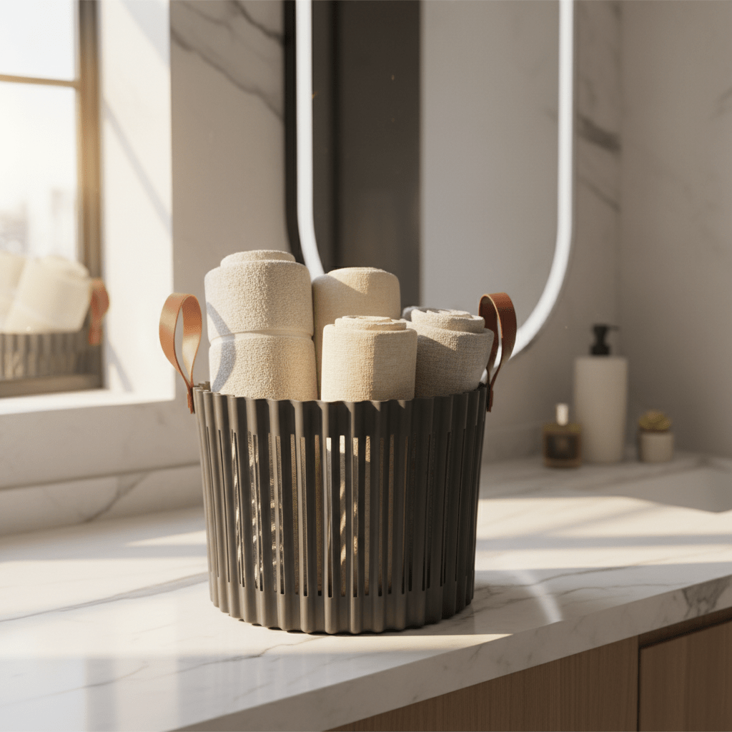 Sun Plast Ribbed Plastic Basket with Handles - 18×24cm - Grey / Brown - Al Kabayel Discount CentreSun Plast Ribbed Plastic Basket with Handles - 18×24cm - Grey / BrownOrganizers & AccessoriesSUN PLASTAl Kabayel Discount Centre