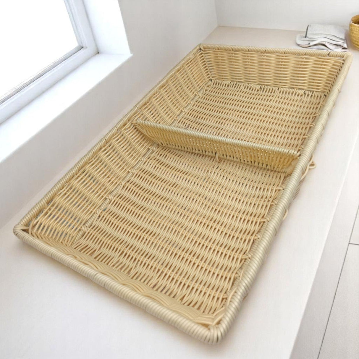 Sunnex Rectangle Wire Basket Duty Wire Divider - 53cmX32cmX8cm - (Beige) - Al Kabayel Discount CentreSunnex Rectangle Wire Basket Duty Wire Divider - 53cmX32cmX8cm - (Beige)RattansSUNNEXAl Kabayel Discount Centre