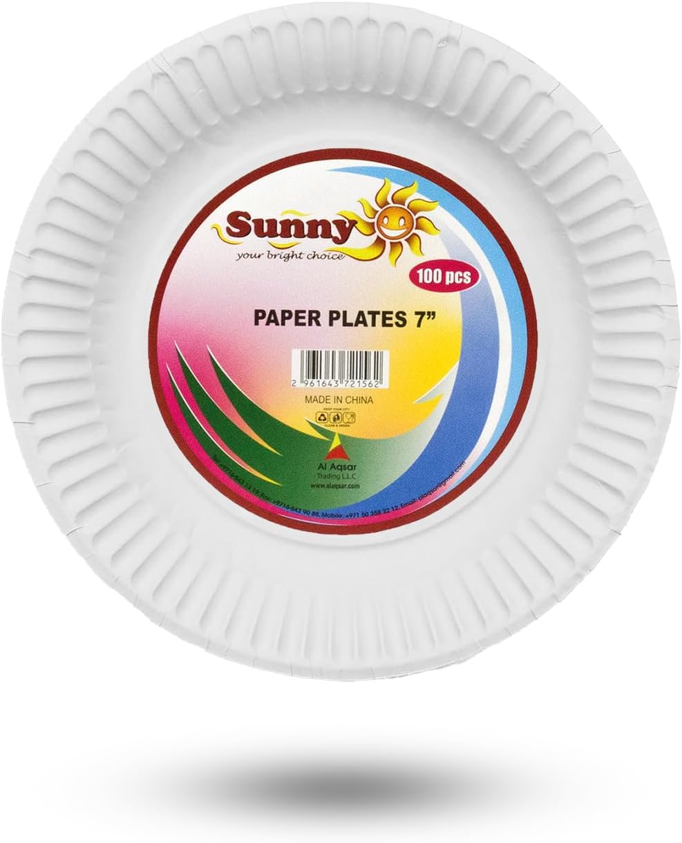 Sunny 100pcs Disposable Paper Plates 7" - Al Kabayel Discount CentreSunny 100pcs Disposable Paper Plates 7"DisposablesSUNNYAl Kabayel Discount Centre