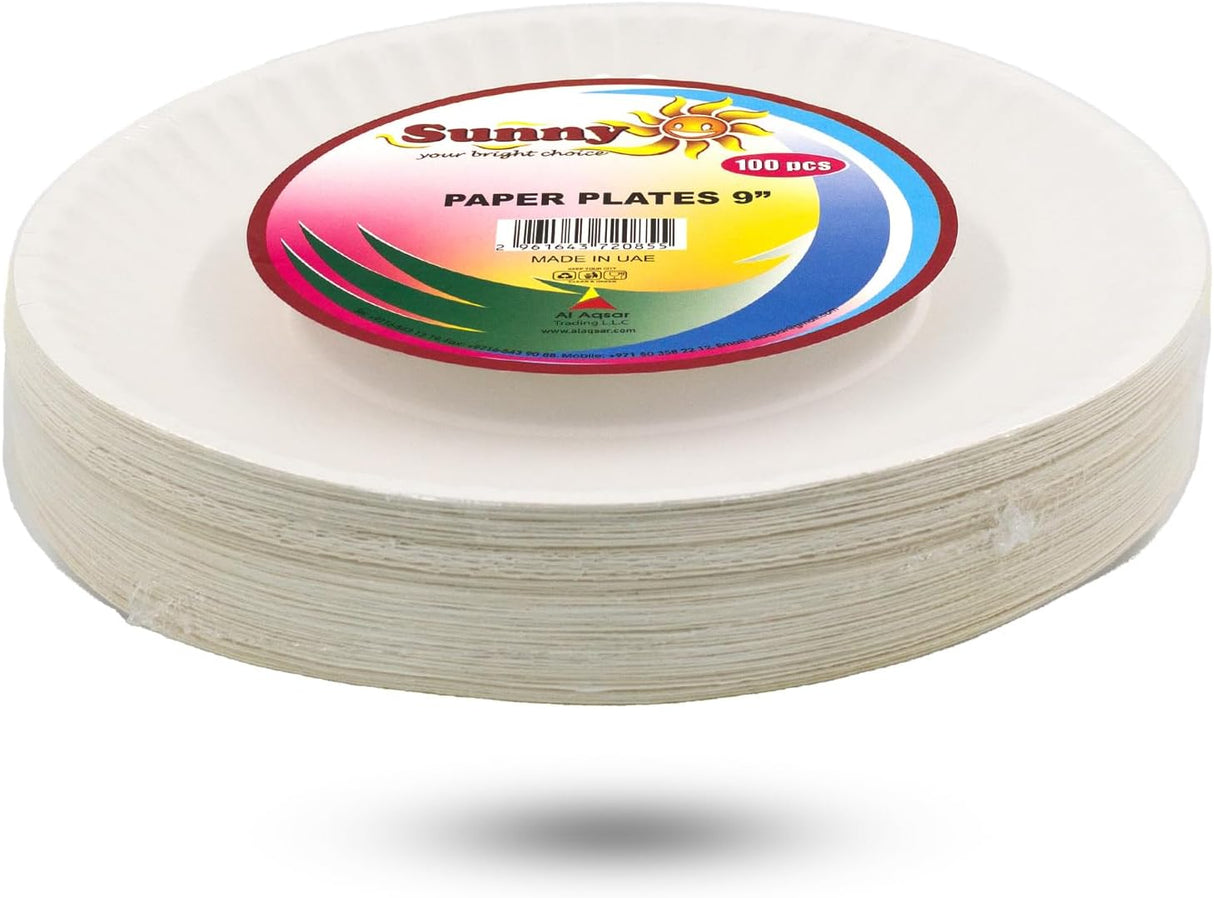 Sunny 100pcs Disposable Paper Plates 9" - Al Kabayel Discount CentreSunny 100pcs Disposable Paper Plates 9"DisposablesSUNNYAl Kabayel Discount Centre