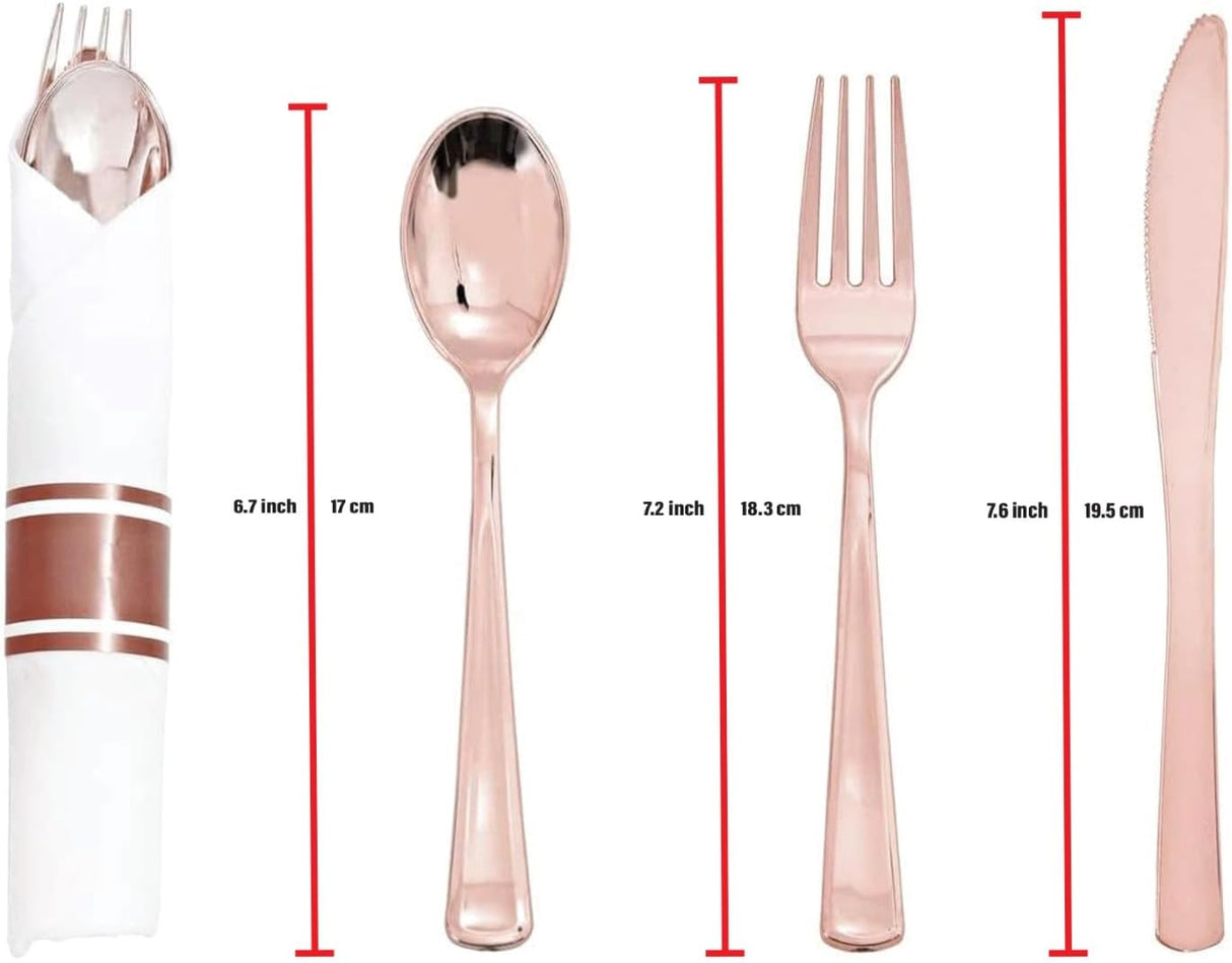 Sunny 6pc Plastic Pre - Rolled Cutlery and Napkin Set, Each Set Include - 1pc Knife,1pc Fork,1pc Spoon,1pc Napkin, Rose Gold - Al Kabayel Discount CentreSunny 6pc Plastic Pre - Rolled Cutlery and Napkin Set, Each Set Include - 1pc Knife,1pc Fork,1pc Spoon,1pc Napkin, Rose GoldDisposablesSUNNYAl Kabayel Discount Centre