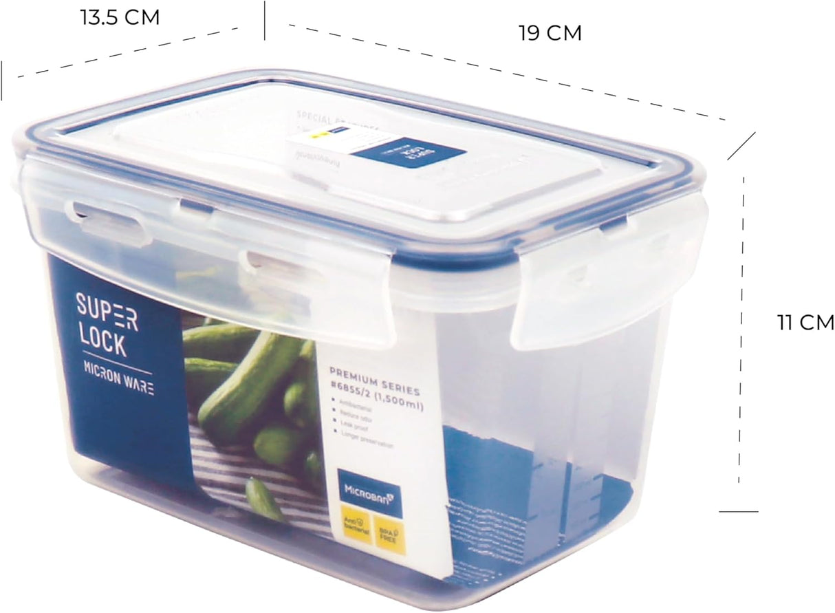 SUPER LOCK Air - Tight Food Container 1500ml, 13.5cm*19cm*11cm - Al Kabayel Discount CentreSUPER LOCK Air - Tight Food Container 1500ml, 13.5cm*19cm*11cmFood ContainersSUPER LOCKAl Kabayel Discount Centre