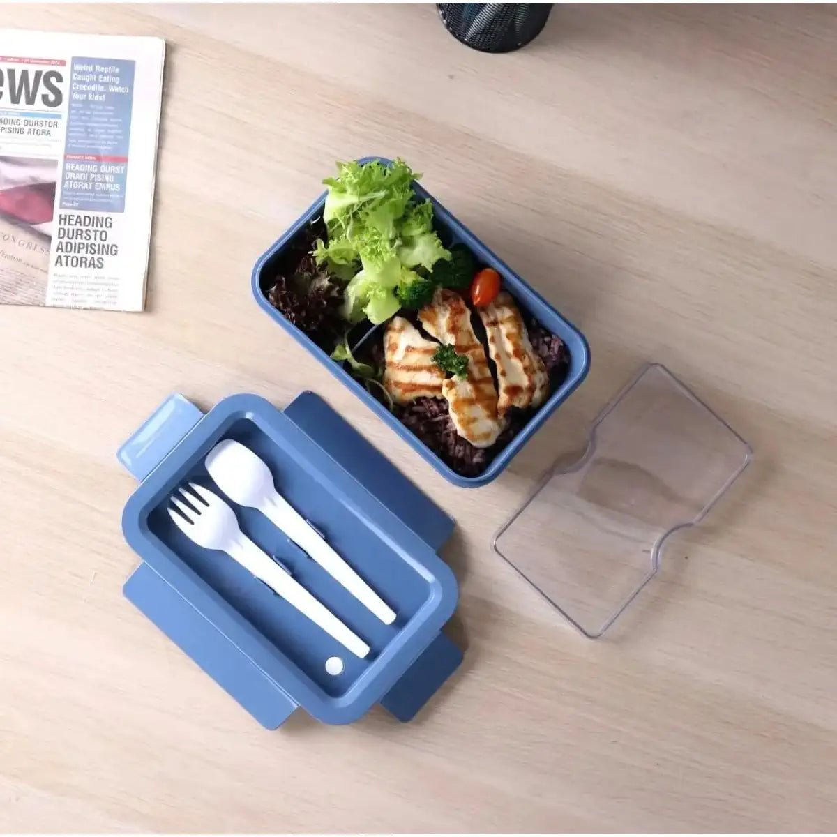 SUPER LOCK Wheat Straw Eco Rectangular Lunch Box 1000ml with Cutlery, Blue - Al Kabayel Discount CentreSUPER LOCK Wheat Straw Eco Rectangular Lunch Box 1000ml with Cutlery, BlueFood ContainersSUPER LOCKAl Kabayel Discount Centre