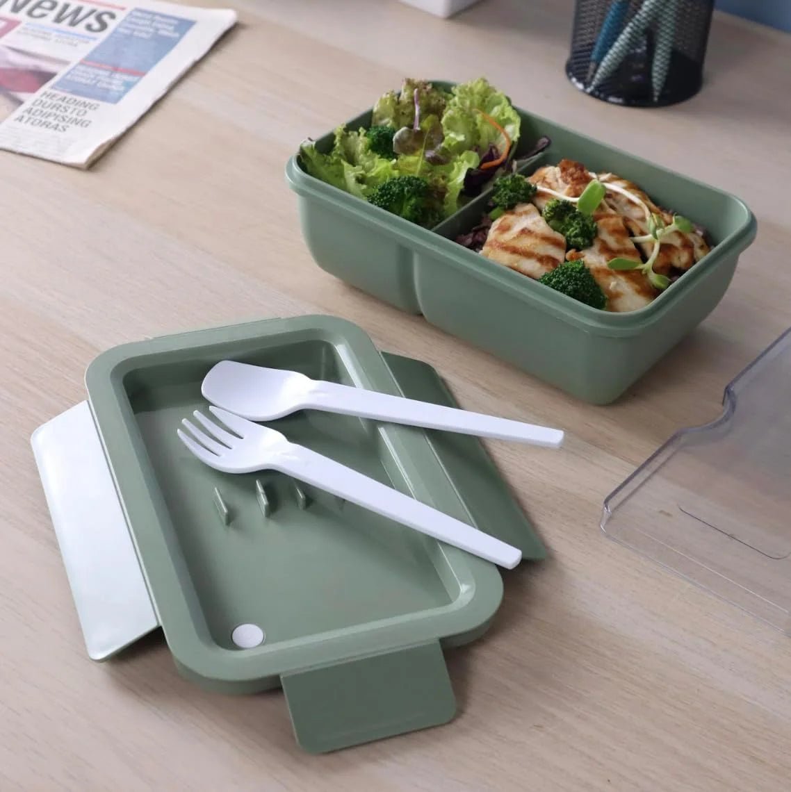 SUPER LOCK Wheat Straw Eco Rectangular Lunch Box 1000ml with Cutlery, Green - Al Kabayel Discount CentreSUPER LOCK Wheat Straw Eco Rectangular Lunch Box 1000ml with Cutlery, GreenFood ContainersSUPER LOCKAl Kabayel Discount Centre