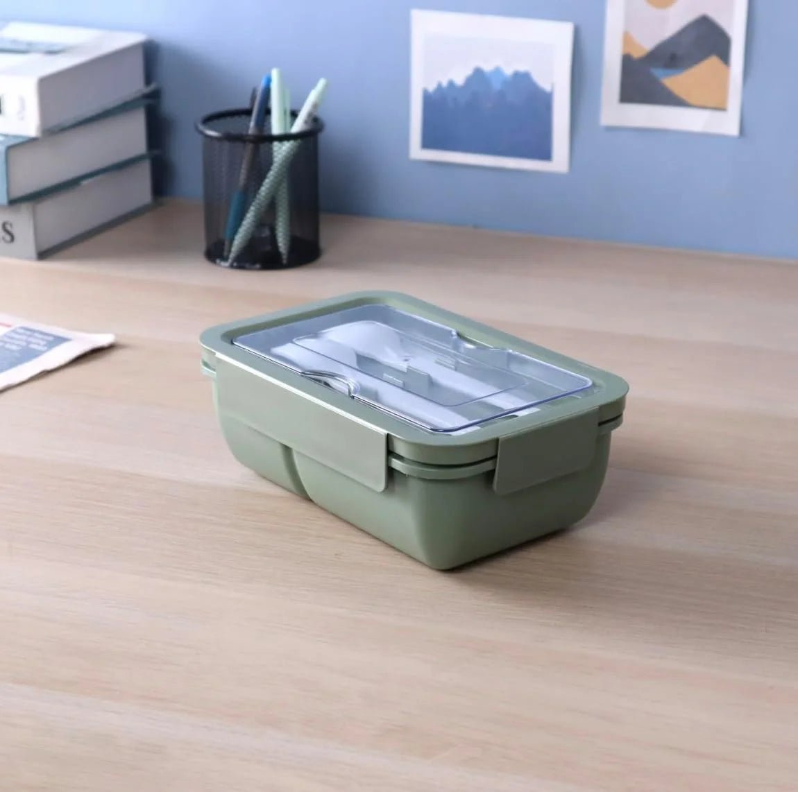 SUPER LOCK Wheat Straw Eco Rectangular Lunch Box 1000ml with Cutlery, Green - Al Kabayel Discount CentreSUPER LOCK Wheat Straw Eco Rectangular Lunch Box 1000ml with Cutlery, GreenFood ContainersSUPER LOCKAl Kabayel Discount Centre