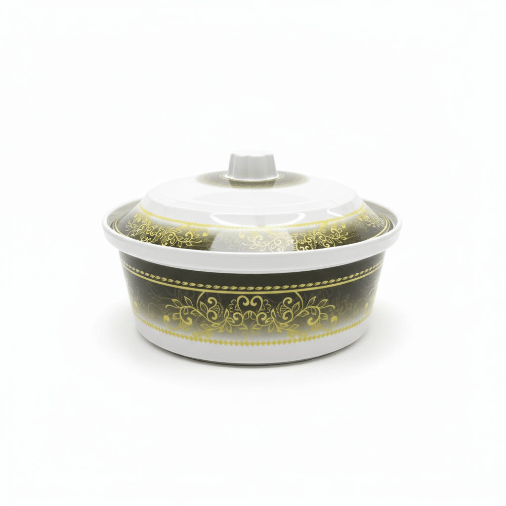 Supreme Floral Melamine Casserole with Lid – 9.5" White - Al Kabayel Discount CentreSupreme Floral Melamine Casserole with Lid – 9.5" WhiteCasserolesSUPREMEAl Kabayel Discount Centre