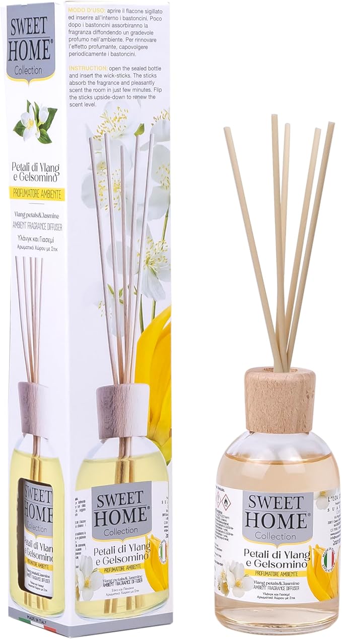 Sweet Home Ambient Fragrance Reed Diffuser, Jasmine & Ylang Leafs - 100ml, Floral and Exotic Aroma, Ideal for Living Rooms, Bedrooms, and Gifting - Al Kabayel Discount CentreSweet Home Ambient Fragrance Reed Diffuser, Jasmine & Ylang Leafs - 100ml, Floral and Exotic Aroma, Ideal for Living Rooms, Bedrooms, and GiftingHome FragrancesSWEET HOMEAl Kabayel Discount Centre