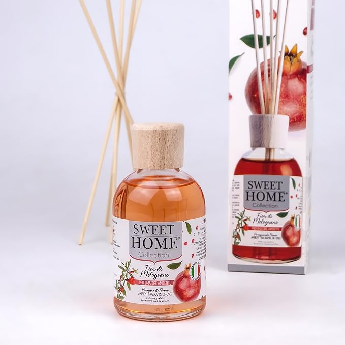Sweet Home Ambient Fragrance Reed Diffuser, Pomegranate Flowers - 100ml, Long - Lasting Home Fragrance, Elegant Design, Ideal for Living Rooms, Bedrooms, and Gifting - Al Kabayel Discount CentreSweet Home Ambient Fragrance Reed Diffuser, Pomegranate Flowers - 100ml, Long - Lasting Home Fragrance, Elegant Design, Ideal for Living Rooms, Bedrooms, and GiftingHome FragrancesSWEET HOMEAl Kabayel Discount Centre