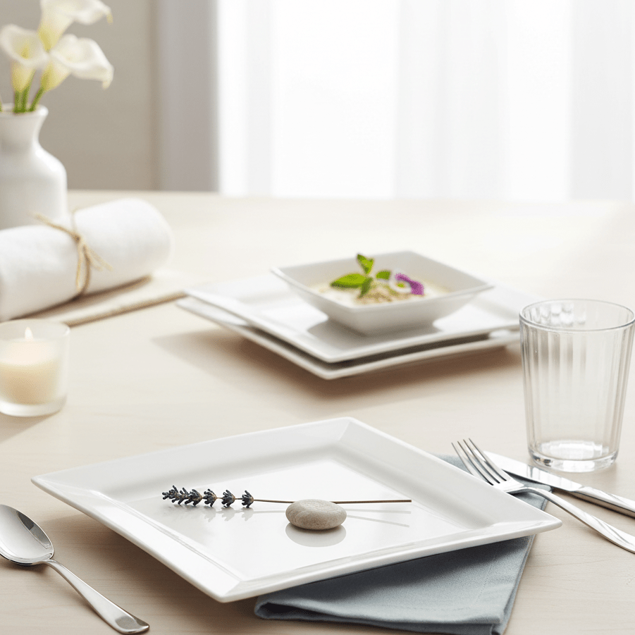 Symphony 4 - Piece White Ceramic Square Plate Set (19 cm) - Al Kabayel Discount CentreSymphony 4 - Piece White Ceramic Square Plate Set (19 cm)PlatesSYMPHONYAl Kabayel Discount Centre