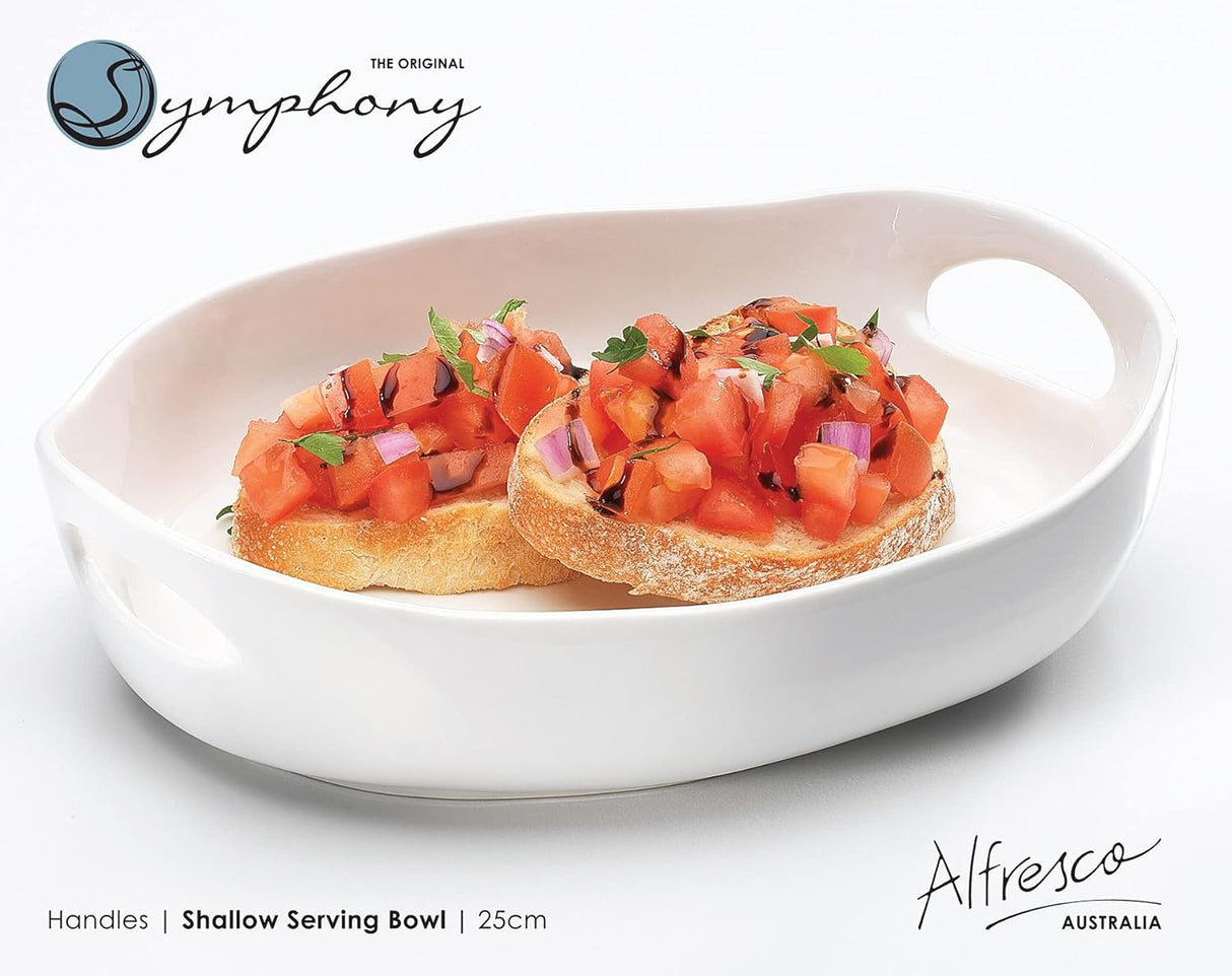 Symphony Alfresco Premium White Shallow Serving Bowl with Handles (25 cm) - Al Kabayel Discount CentreSymphony Alfresco Premium White Shallow Serving Bowl with Handles (25 cm)BowlsSYMPHONYAl Kabayel Discount Centre