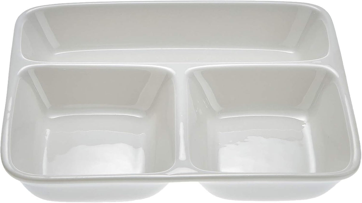 Symphony Collection – 24 cm White Ceramic Three - Section Square Tray & Platter - Al Kabayel Discount CentreSymphony Collection – 24 cm White Ceramic Three - Section Square Tray & PlatterPlatesSYMPHONYAl Kabayel Discount Centre