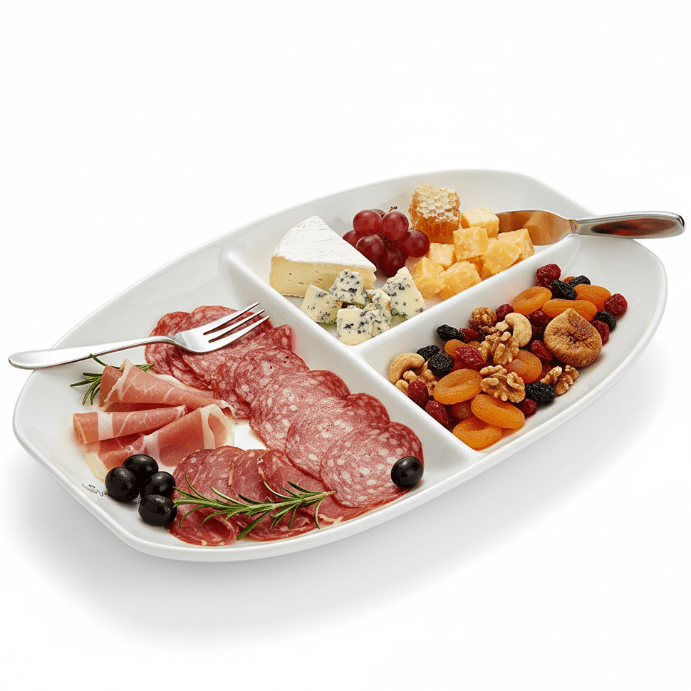 SYMPHONY Collection – 25 cm White Ceramic Three - Section Serving Plate - Al Kabayel Discount CentreSYMPHONY Collection – 25 cm White Ceramic Three - Section Serving PlatePlatesSYMPHONYAl Kabayel Discount Centre