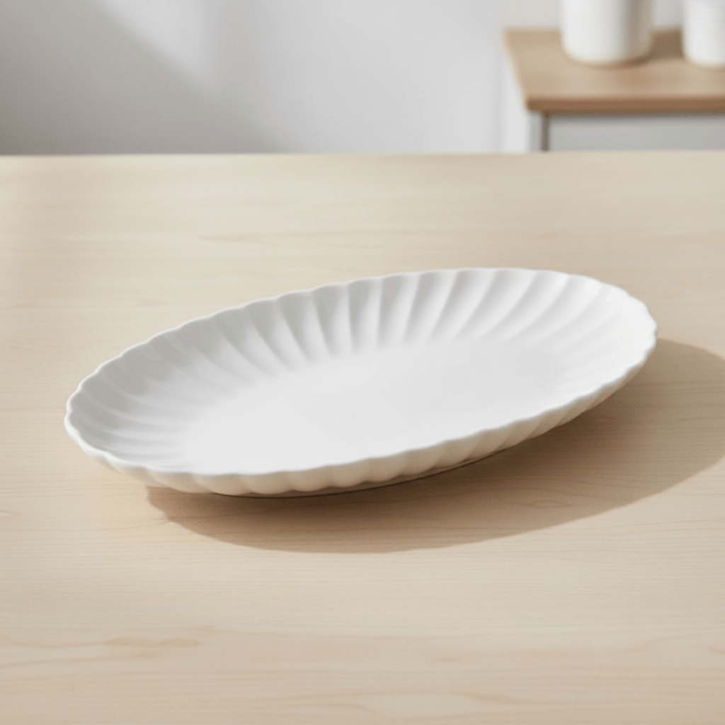 Symphony Collection – 30 x 18 x 3 cm White Ceramic Groove Oval Serving Tray - Al Kabayel Discount CentreSymphony Collection – 30 x 18 x 3 cm White Ceramic Groove Oval Serving TrayServing TraysSYMPHONYAl Kabayel Discount Centre