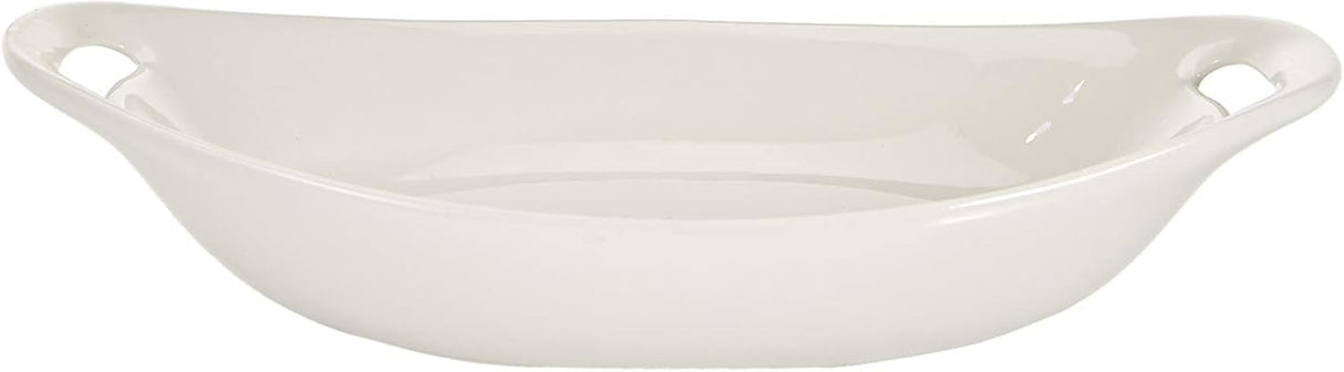 Symphony White Ceramic Oval Gratin Dish – 25 cm Handled Serving Dish - Al Kabayel Discount CentreSymphony White Ceramic Oval Gratin Dish – 25 cm Handled Serving DishServing TraysSYMPHONYAl Kabayel Discount Centre