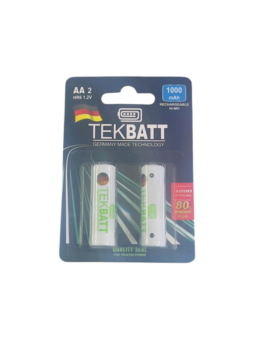 TEKBATT AA Rechargeable Battery 1.2V 1000mAh, Pack of 2 - Al Kabayel Discount CentreTEKBATT AA Rechargeable Battery 1.2V 1000mAh, Pack of 2BatteriesTEKBATTAl Kabayel Discount Centre