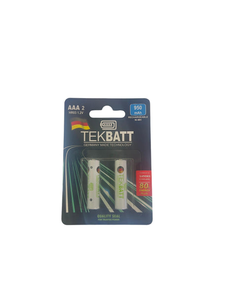 TEKBATT AAA Rechargeable Battery 1.2V 950mAh, Pack of 2 - Al Kabayel Discount CentreTEKBATT AAA Rechargeable Battery 1.2V 950mAh, Pack of 2BatteriesTEKBATTAl Kabayel Discount Centre