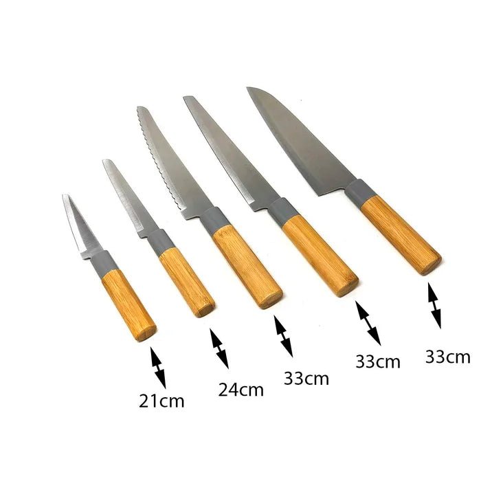 Tessie & Jessie 5pcs Knife Set Steel Blade Wooden Handle - Al Kabayel Discount CentreTessie & Jessie 5pcs Knife Set Steel Blade Wooden HandleKitchen Utensils & GadgetsTESSIE & JESSIEAl Kabayel Discount Centre