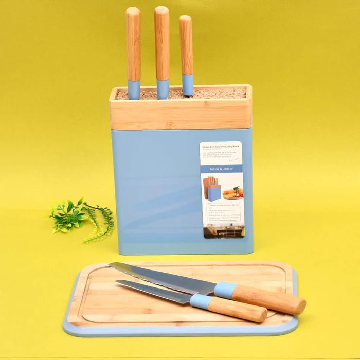 Tessie & Jessie Wooden Knife Sets With Cutting Board - Blue&Wooden - Al Kabayel Discount CentreTessie & Jessie Wooden Knife Sets With Cutting Board - Blue&WoodenKitchen Utensils & GadgetsTESSIE&JESSIEAl Kabayel Discount Centre