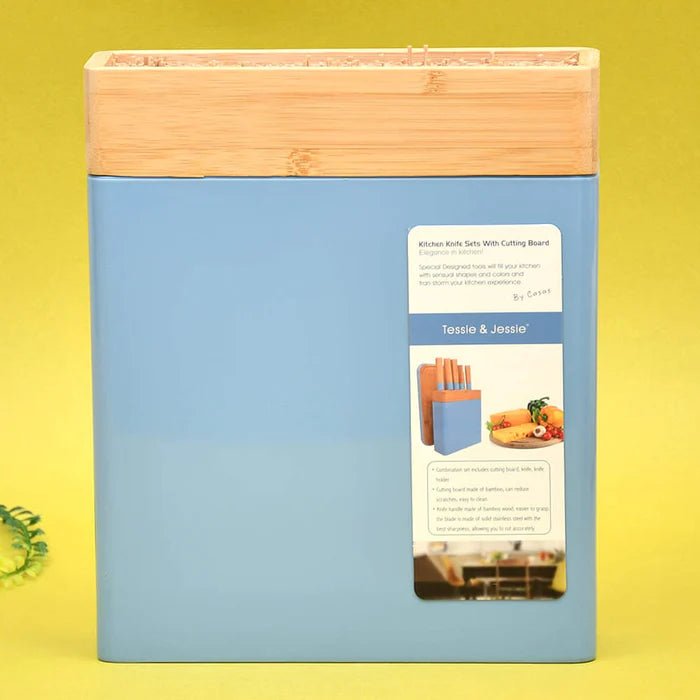 Tessie & Jessie Wooden Knife Sets With Cutting Board - Blue&Wooden - Al Kabayel Discount CentreTessie & Jessie Wooden Knife Sets With Cutting Board - Blue&WoodenKitchen Utensils & GadgetsTESSIE&JESSIEAl Kabayel Discount Centre