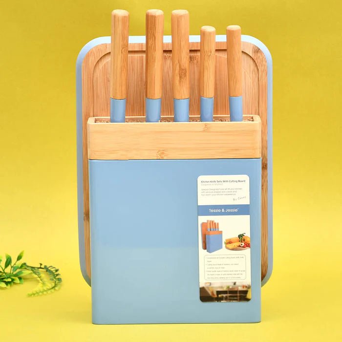 Tessie & Jessie Wooden Knife Sets With Cutting Board - Blue&Wooden - Al Kabayel Discount CentreTessie & Jessie Wooden Knife Sets With Cutting Board - Blue&WoodenKitchen Utensils & GadgetsTESSIE&JESSIEAl Kabayel Discount Centre
