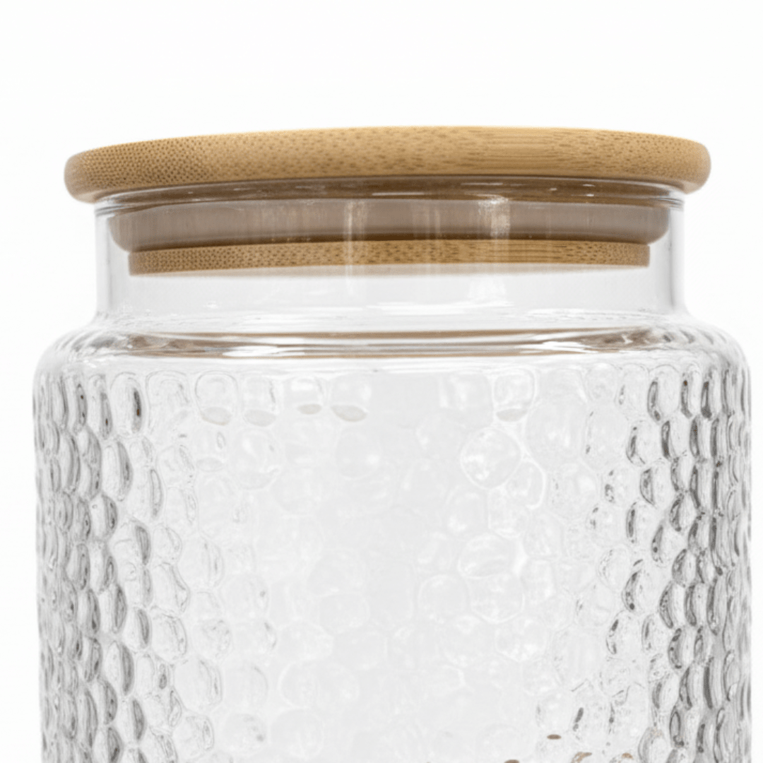 Textured Glass Jar with Bamboo Lid - 800ml / 1000ml - Al Kabayel Discount CentreTextured Glass Jar with Bamboo Lid - 800ml / 1000mlOrganizers & AccessoriesAKDCAl Kabayel Discount Centre