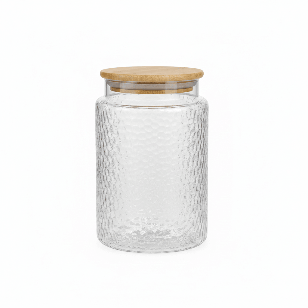 Textured Glass Jar with Bamboo Lid - 800ml / 1000ml - Al Kabayel Discount CentreTextured Glass Jar with Bamboo Lid - 800ml / 1000mlOrganizers & AccessoriesAKDCAl Kabayel Discount Centre