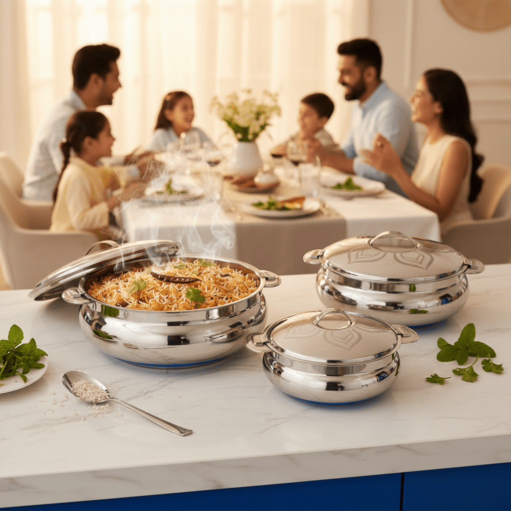 Tharun Premium 3 - Piece Stainless Steel Hotpot Set with Elegant Finish Includes 2000 3000 4000 ml Sizes - Al Kabayel Discount CentreTharun Premium 3 - Piece Stainless Steel Hotpot Set with Elegant Finish Includes 2000 3000 4000 ml SizesCasserolesTHARUNAl Kabayel Discount Centre