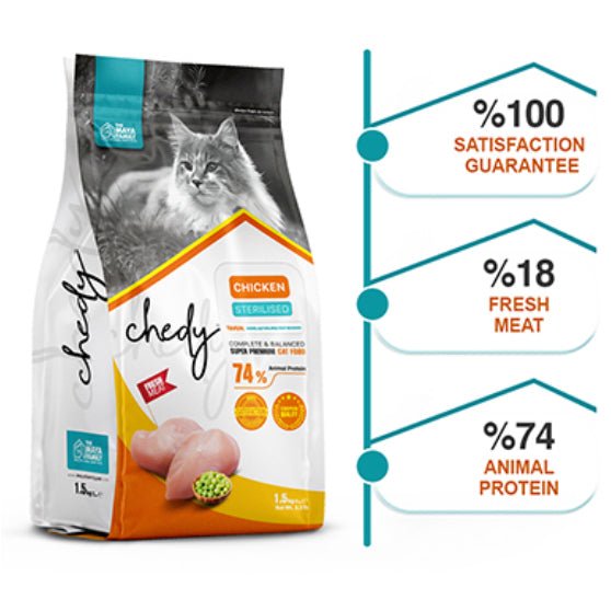 THE MAYA FAMILY Cat Food, ChéDy Fresh Chicken Meat Recipe 1.5 KG - Al Kabayel Discount CentreTHE MAYA FAMILY Cat Food, ChéDy Fresh Chicken Meat Recipe 1.5 KGPet SuppliesTHE MAYA FAMILYAl Kabayel Discount Centre