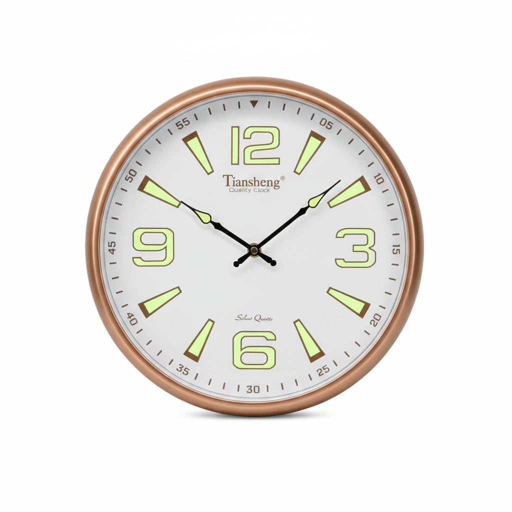 Tiansheng Silent Quartz Wall Clock – 34cm | Rose Gold | Luminous Dial - Al Kabayel Discount CentreTiansheng Silent Quartz Wall Clock – 34cm | Rose Gold | Luminous DialWall ClocksTIANSHENGAl Kabayel Discount Centre