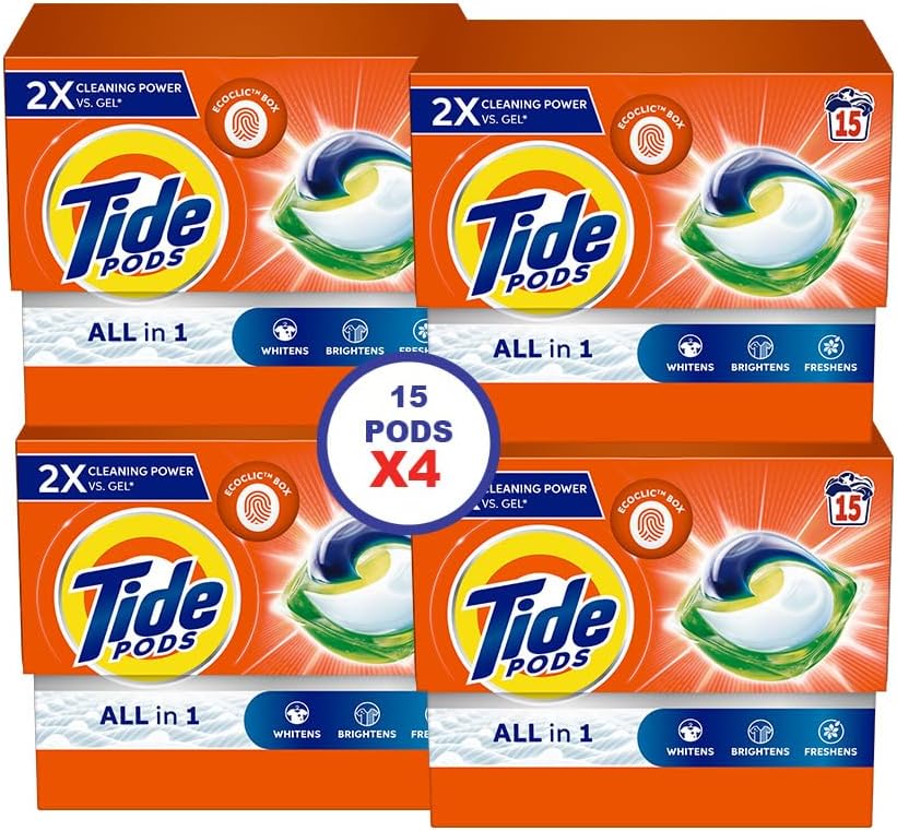 Tide Original All - in - 1 Pods, 15 Count Laundry Detergent Pods (Pack of 4), 60 pods - Al Kabayel Discount CentreTide Original All - in - 1 Pods, 15 Count Laundry Detergent Pods (Pack of 4), 60 podsHome SuppliesTIDEAl Kabayel Discount Centre