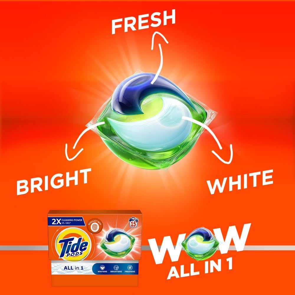 Tide Original All - in - 1 Pods, 15 Count Laundry Detergent Pods (Pack of 4), 60 pods - Al Kabayel Discount CentreTide Original All - in - 1 Pods, 15 Count Laundry Detergent Pods (Pack of 4), 60 podsHome SuppliesTIDEAl Kabayel Discount Centre