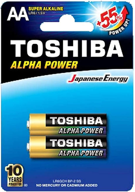 TOSHIBA AA Alpha Power Super Alkaline Battery 1.5V, Pack of 2 - Al Kabayel Discount CentreTOSHIBA AA Alpha Power Super Alkaline Battery 1.5V, Pack of 2BatteriesTOSHIBAAl Kabayel Discount Centre