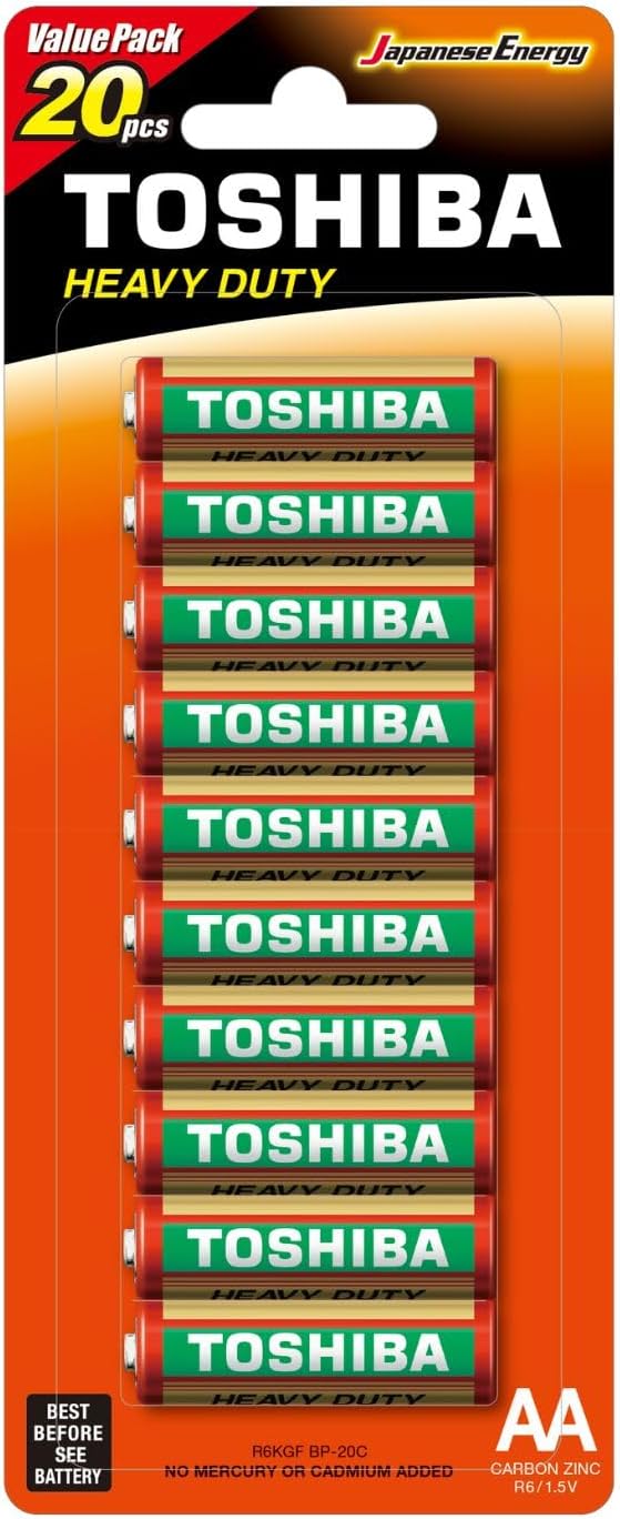 TOSHIBA AA Heavy Duty Carbon Zinc Battery 1.5V, Pack of 20 - Al Kabayel Discount CentreTOSHIBA AA Heavy Duty Carbon Zinc Battery 1.5V, Pack of 20BatteriesTOSHIBAAl Kabayel Discount Centre