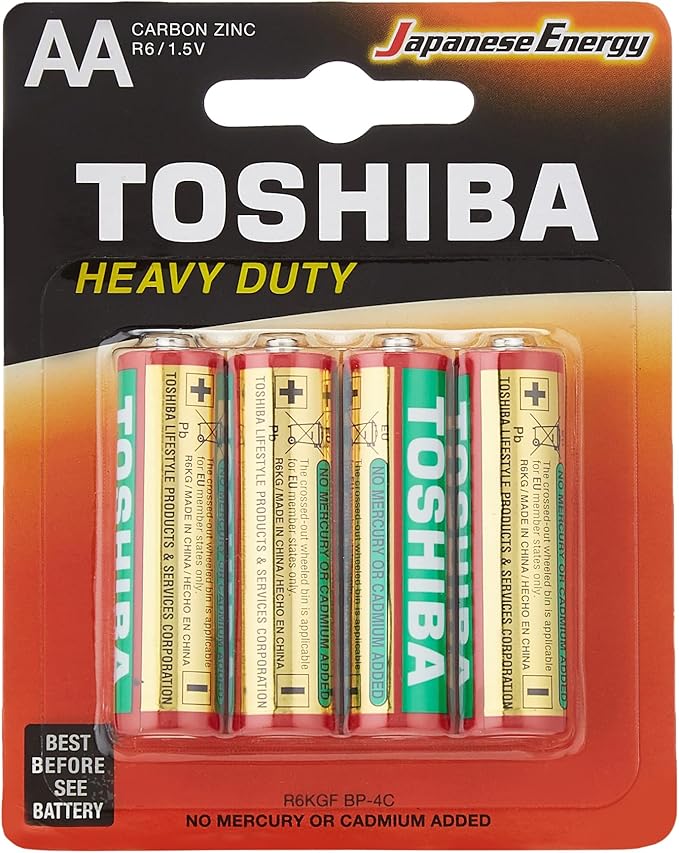 TOSHIBA AA Heavy Duty Carbon Zinc Battery 1.5V, Pack of 4 - Al Kabayel Discount CentreTOSHIBA AA Heavy Duty Carbon Zinc Battery 1.5V, Pack of 4BatteriesTOSHIBAAl Kabayel Discount Centre