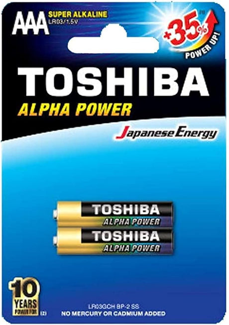 TOSHIBA AAA Alpha Power Super Alkaline Battery 1.5V, Pack of 2 - Al Kabayel Discount CentreTOSHIBA AAA Alpha Power Super Alkaline Battery 1.5V, Pack of 2BatteriesTOSHIBAAl Kabayel Discount Centre