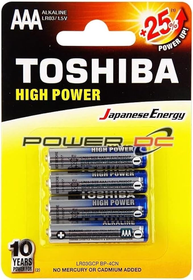 TOSHIBA AAA High Power Alkaline Battery 1.5V, Pack of 4 - Al Kabayel Discount CentreTOSHIBA AAA High Power Alkaline Battery 1.5V, Pack of 4BatteriesTOSHIBAAl Kabayel Discount Centre
