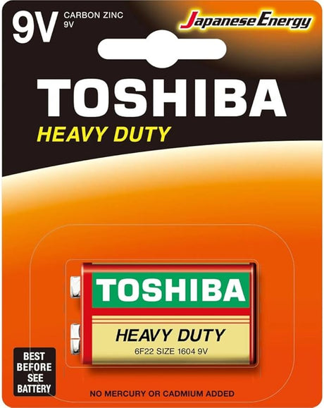 TOSHIBA Heavy Duty 9V Carbon Zinc Battery, Pack of 1 - Al Kabayel Discount CentreTOSHIBA Heavy Duty 9V Carbon Zinc Battery, Pack of 1BatteriesTOSHIBAAl Kabayel Discount Centre