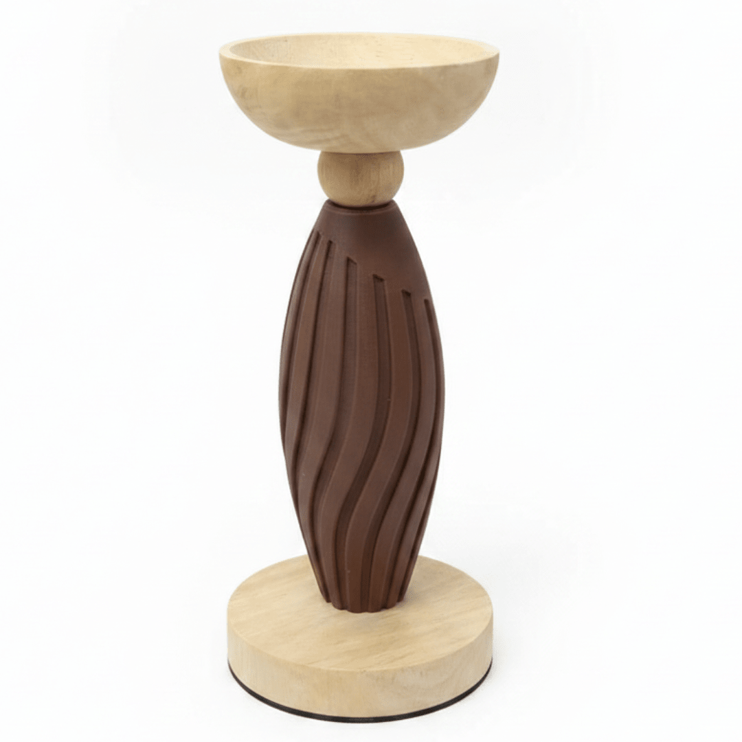 Two - Tone Wooden and Plastic Candle Holder 22.5cm – Brown & Natural Decorative Pillar Stand - Al Kabayel Discount CentreTwo - Tone Wooden and Plastic Candle Holder 22.5cm – Brown & Natural Decorative Pillar StandHome Décor AccentsAKDCAl Kabayel Discount Centre
