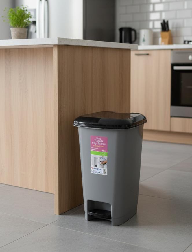 UFO 15 Litre Pedal Dustbin – Modern Plastic Foot Pedal Bin 32x23x40 cm, Gray Color, for Kitchen & Bathroom - Al Kabayel Discount CentreUFO 15 Litre Pedal Dustbin – Modern Plastic Foot Pedal Bin 32x23x40 cm, Gray Color, for Kitchen & BathroomTrash CanUFOAl Kabayel Discount Centre