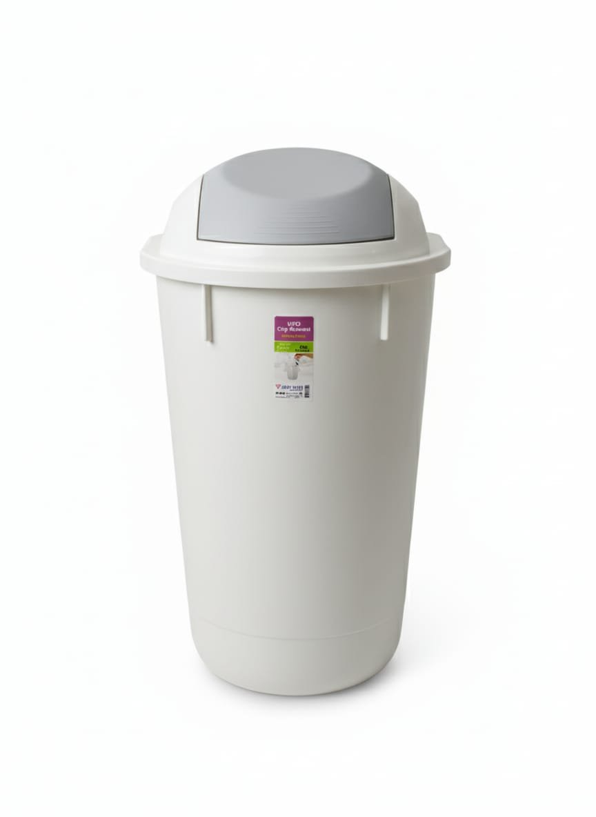 UFO 50 Litre Large Swing Dustbin – Heavy - Duty Plastic Waste Bin 39.5x72 cm, White Color for Indoor & Outdoor Use - Al Kabayel Discount CentreUFO 50 Litre Large Swing Dustbin – Heavy - Duty Plastic Waste Bin 39.5x72 cm, White Color for Indoor & Outdoor UseTrash CanUFOAl Kabayel Discount Centre